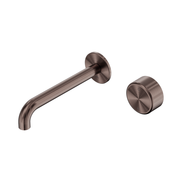 Nero Serenity Progressive Wall Basin Mixer 185mm Spout With Metal Handle - Brushed Bronze