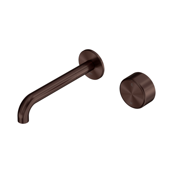 Nero Serenity Progressive Wall Basin Mixer 185mm Spout With Metal Handle - Rome Bronze