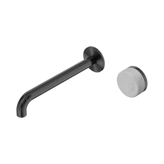 Nero Serenity Progressive Wall Basin Mixer 220mm Spout With Carrara Handle - Gun Metal