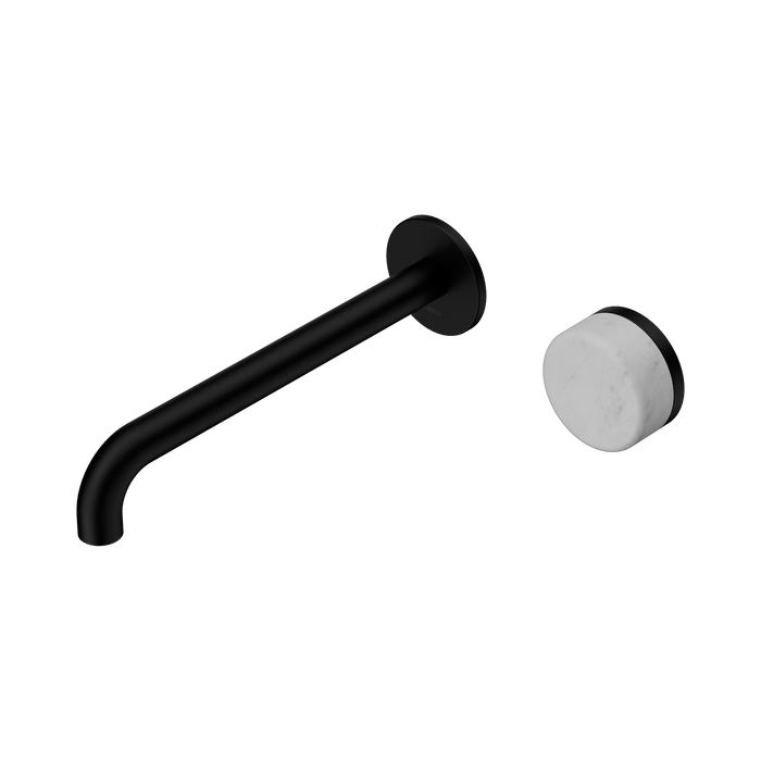 Nero Serenity Progressive Wall Basin Mixer 220mm Spout With Carrara Handle - Matte Black
