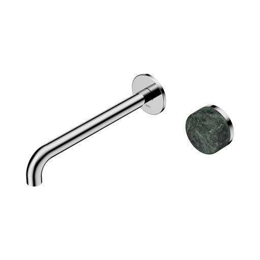 Nero Serenity Progressive Wall Basin Mixer 220mm Spout With Verde Alpi Handle - Chrome