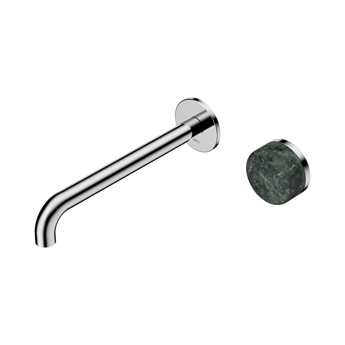 Nero Serenity Progressive Wall Basin Mixer 220mm Spout With Verde Alpi Handle - Chrome
