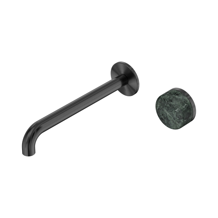Nero Serenity Progressive Wall Basin Mixer 220mm Spout With Verde Alpi Handle - Gun Metal