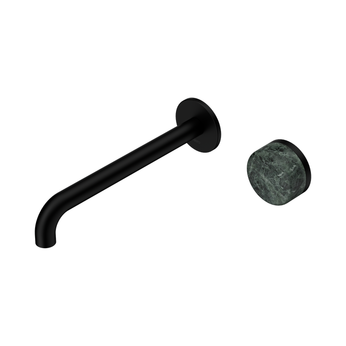 Nero Serenity Progressive Wall Basin Mixer 220mm Spout With Verde Alpi Handle - Matte Black