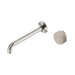 Nero Serenity Progressive Wall Basin Mixer 220mm Spout With Rome Travertine Handle - Brushed Nickel