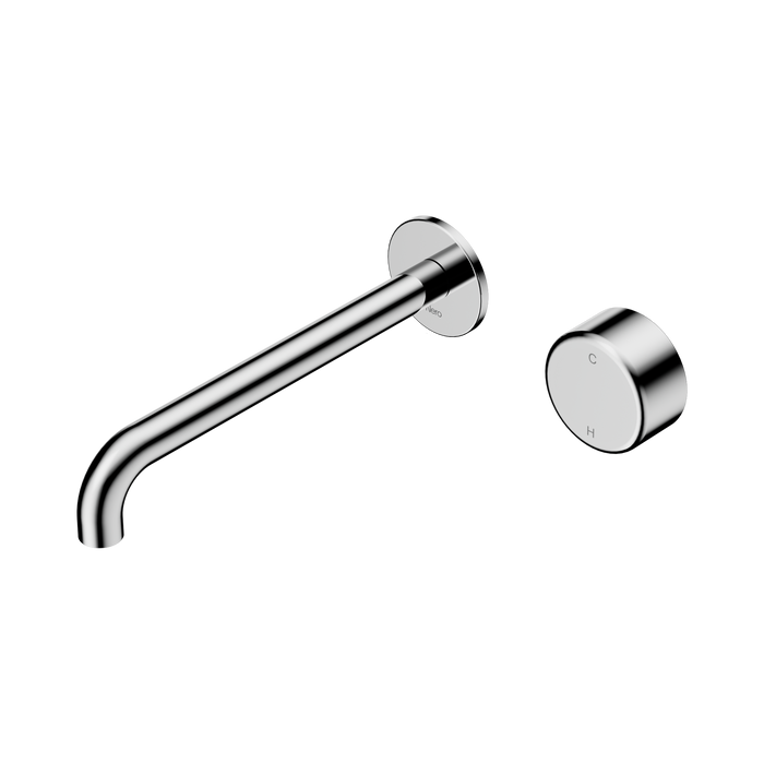 Nero Serenity Progressive Wall Basin Mixer 220mm Spout With Metal Handle - Chrome