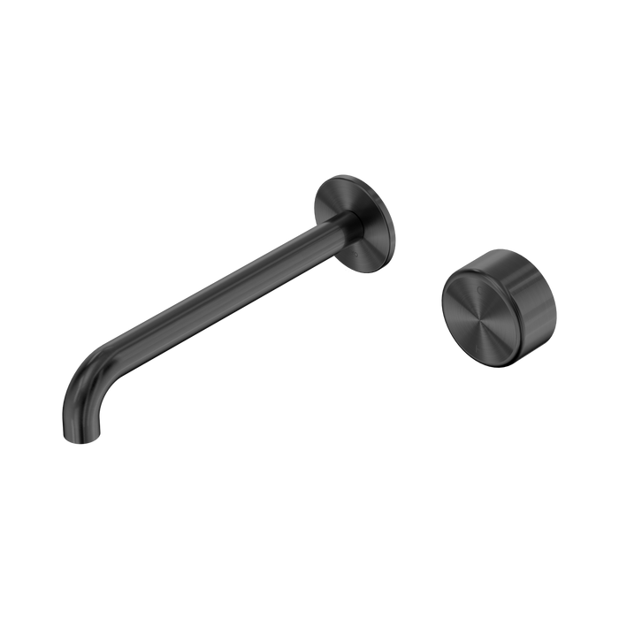 Nero Serenity Progressive Wall Basin Mixer 220mm Spout With Metal Handle - Gun Metal