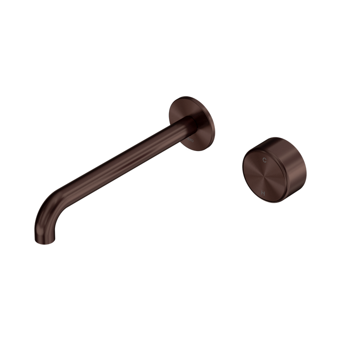 Nero Serenity Progressive Wall Basin Mixer 220mm Spout With Metal Handle - Rome Bronze