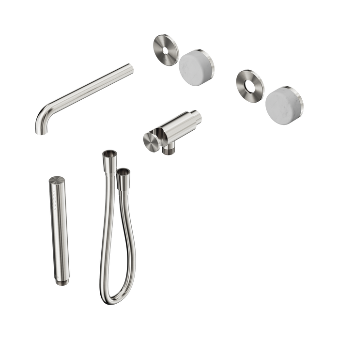 Nero Serenity Progressive Shower System With Spout With Carrara Handle And Slim Shower Trim Kit Only - Brushed Nickel