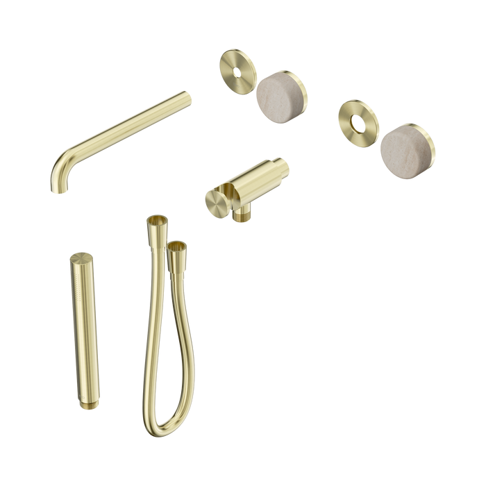 Nero Serenity Progressive Shower System With Spout With Rome Travertine Handle And Slim Shower Trim Kit Only - Brushed Gold
