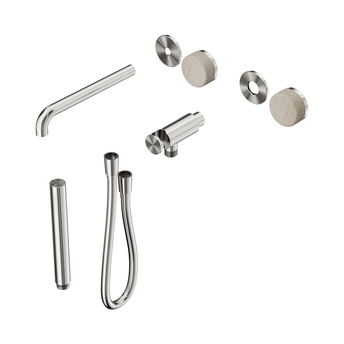Nero Serenity Progressive Shower System With Spout With Rome Travertine Handle And Slim Shower Trim Kit Only - Brushed Nickel