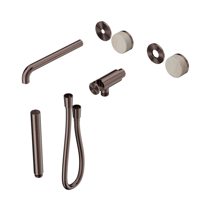 Nero Serenity Progressive Shower System With Spout With Rome Travertine Handle And Slim Shower Trim Kit Only - Brushed Bronze