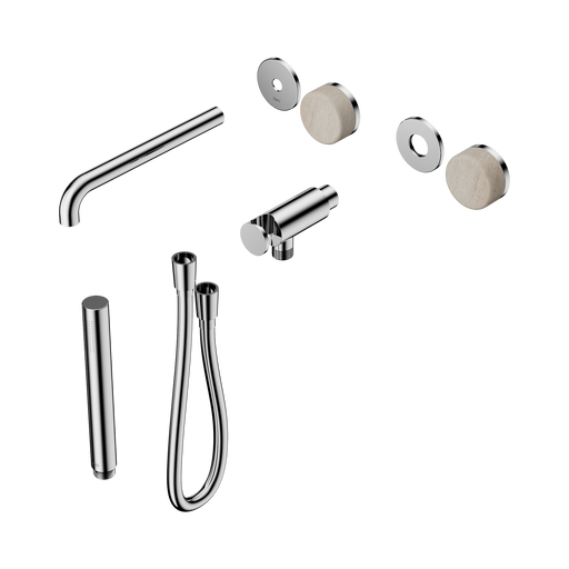 Nero Serenity Progressive Shower System With Spout With Rome Travertine Handle And Slim Shower Trim Kit Only - Chrome