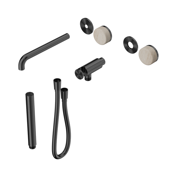 Nero Serenity Progressive Shower System With Spout With Rome Travertine Handle And Slim Shower Trim Kit Only - Gun Metal