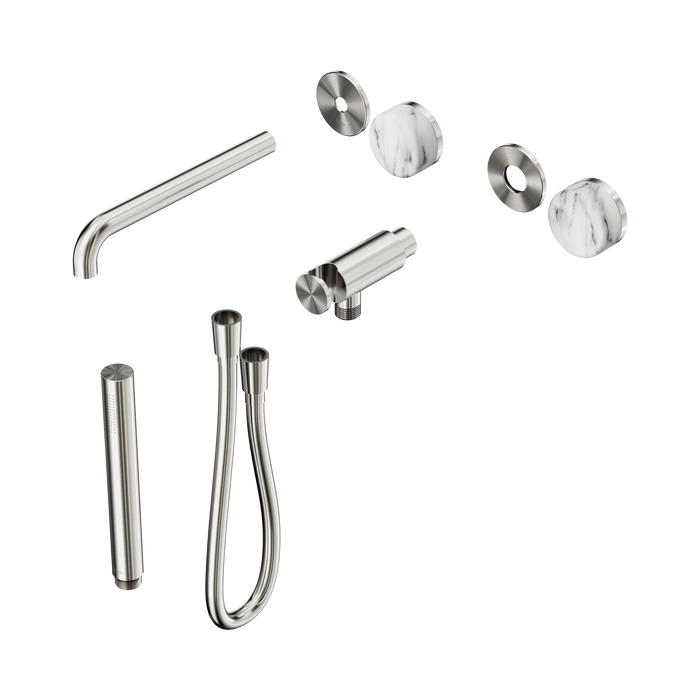 Nero Serenity Progressive Shower System With Spout With Arabescato Corchia Handle And Slim Shower Trim Kit Only - Brushed Nickel