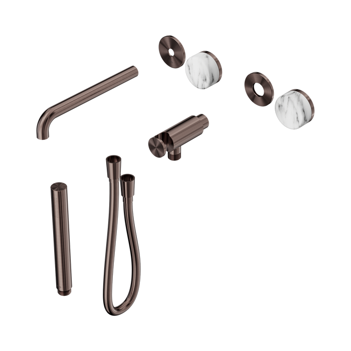 Nero Serenity Progressive Shower System With Spout With Arabescato Corchia Handle And Slim Shower Trim Kit Only - Brushed Bronze