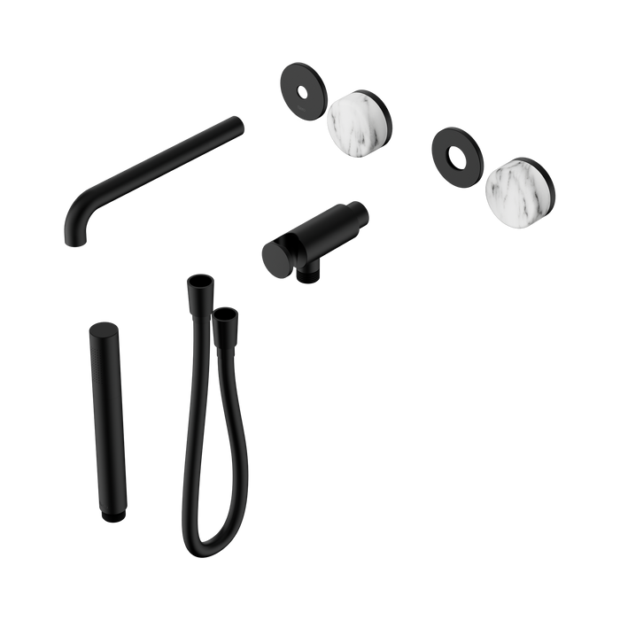 Nero Serenity Progressive Shower System With Spout With Arabescato Corchia Handle And Slim Shower Trim Kit Only - Matte Black