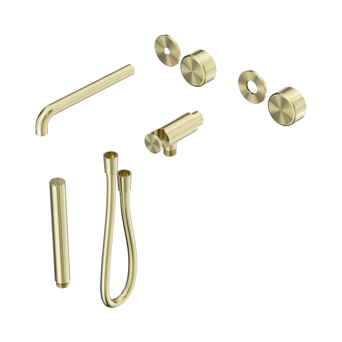 Nero Serenity Progressive Shower System With Spout With Metal Handle And Slim Shower Trim Kit Only - Brushed Gold
