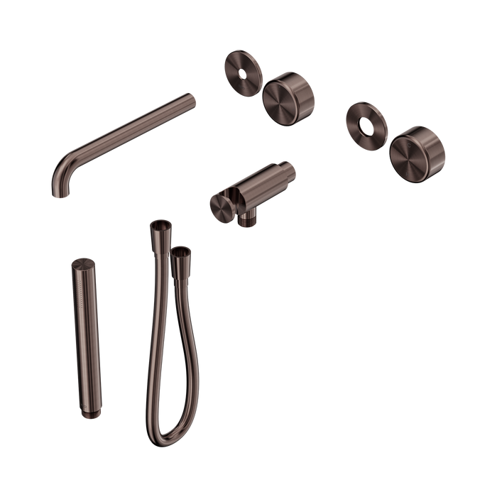 Nero Serenity Progressive Shower System With Spout With Metal Handle And Slim Shower Trim Kit Only - Brushed Bronze