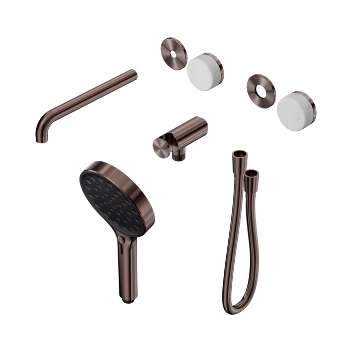 Nero Serenity Progressive Shower System With Spout With Carrara Handle And Serenity Hand Shower Trim Kit Only - Brushed Bronze