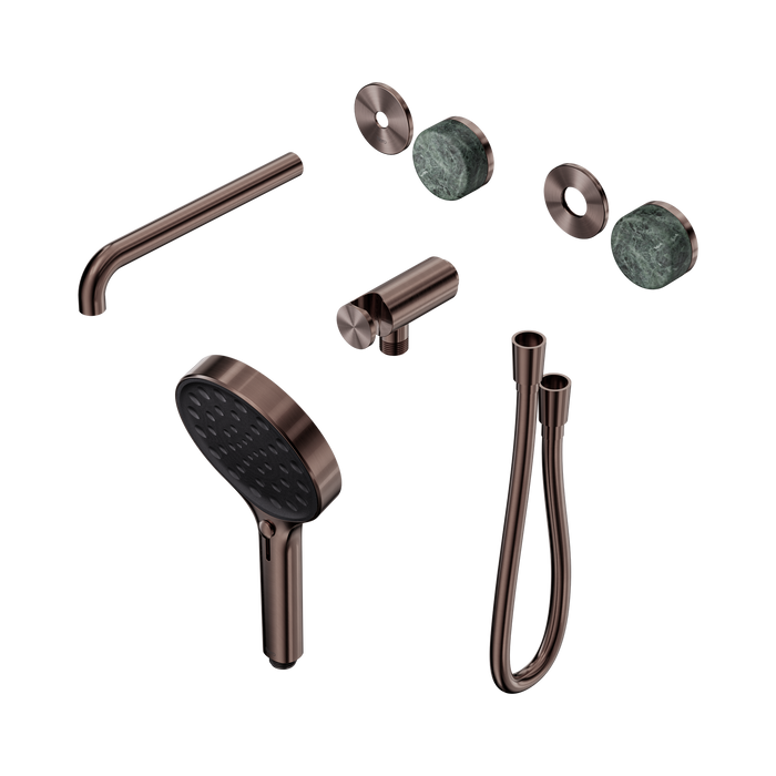 Nero Serenity Progressive Shower System With Spout With Verde Alpi Handle And Serenity Hand Shower Trim Kit Only - Brushed Bronze