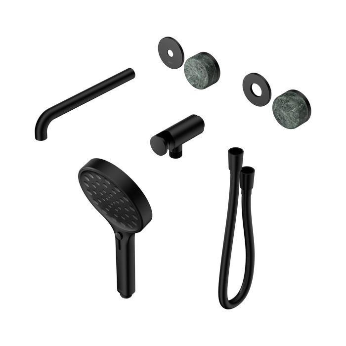 Nero Serenity Progressive Shower System With Spout With Verde Alpi Handle And Serenity Hand Shower Trim Kit Only - Matte Black