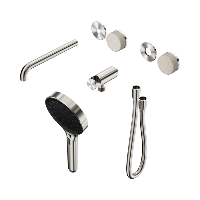 Nero Serenity Progressive Shower System With Spout With Rome Travertine Handle And Serenity Hand Shower Trim Kit Only - Brushed Nickel