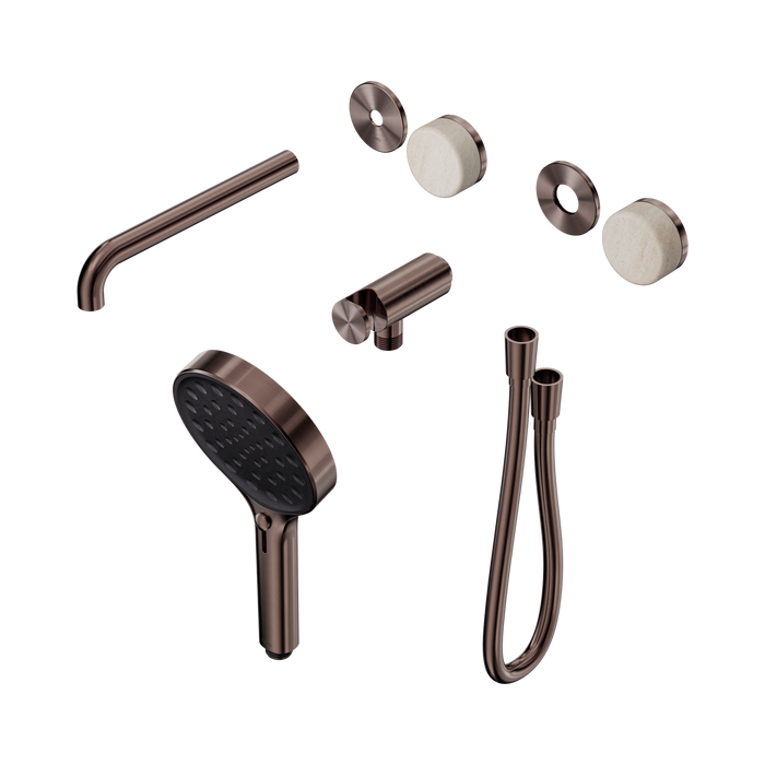 Nero Serenity Progressive Shower System With Spout With Rome Travertine Handle And Serenity Hand Shower Trim Kit Only - Brushed Bronze