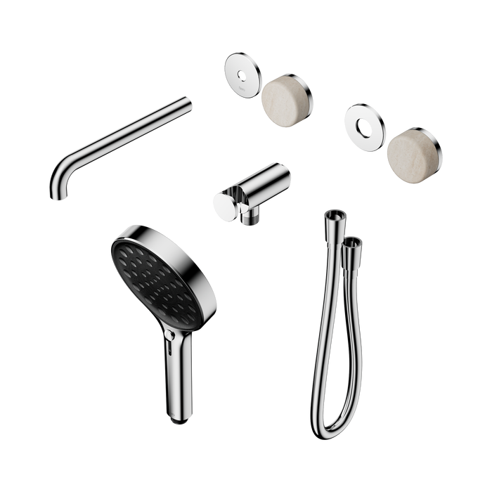 Nero Serenity Progressive Shower System With Spout With Rome Travertine Handle And Serenity Hand Shower Trim Kit Only - Chrome