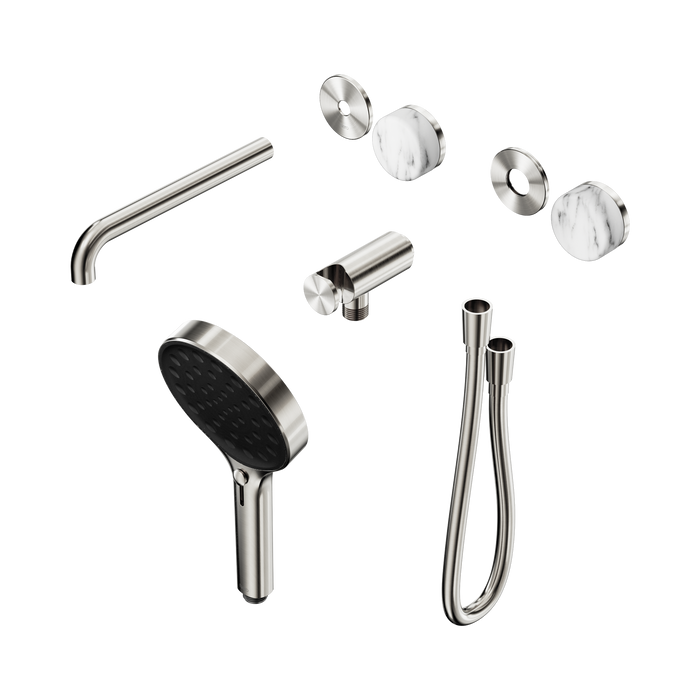 Nero Serenity Progressive Shower System With Spout With Arabescato Corchia Handle And Serenity Hand Shower Trim Kit Only - Brushed Nickel