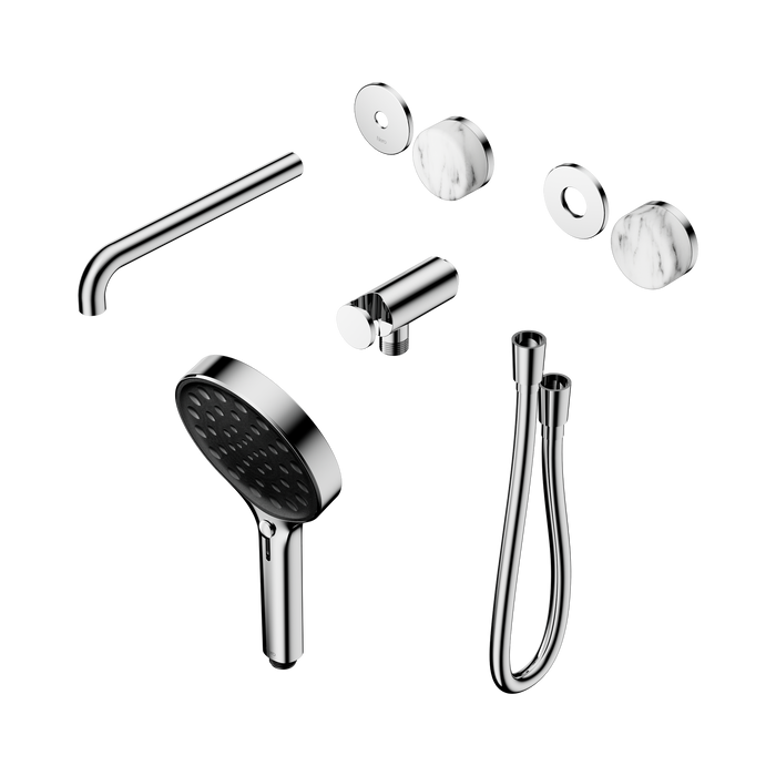 Nero Serenity Progressive Shower System With Spout With Arabescato Corchia Handle And Serenity Hand Shower Trim Kit Only - Chrome