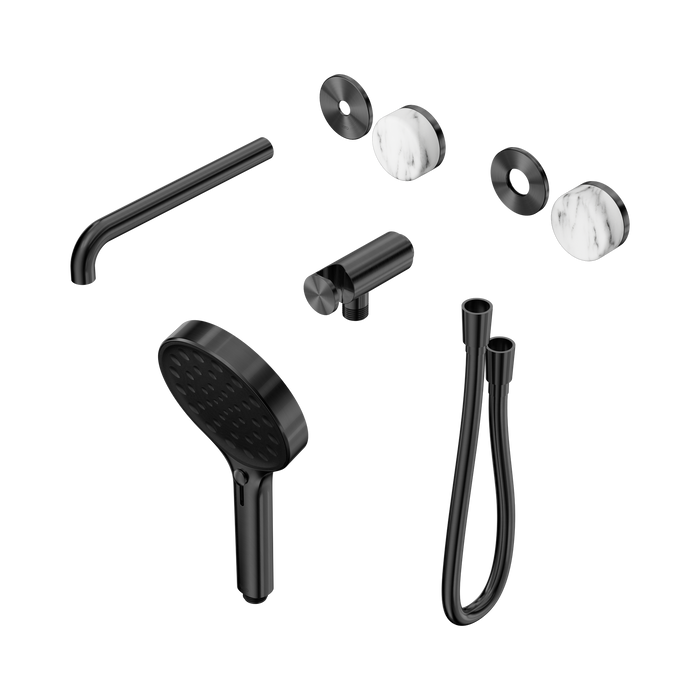 Nero Serenity Progressive Shower System With Spout With Arabescato Corchia Handle And Serenity Hand Shower Trim Kit Only - Gun Metal