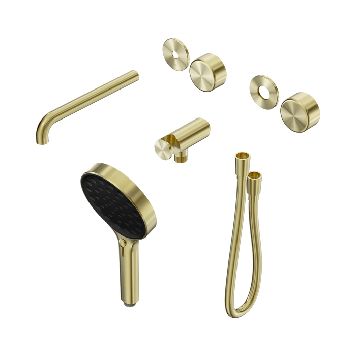 Nero Serenity Progressive Shower System With Spout With Metal Handle And Serenity Hand Shower Trim Kit Only - Brushed Gold