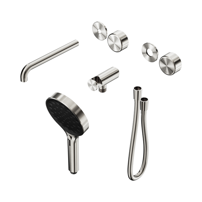 Nero Serenity Progressive Shower System With Spout With Metal Handle And Serenity Hand Shower Trim Kit Only - Brushed Nickel