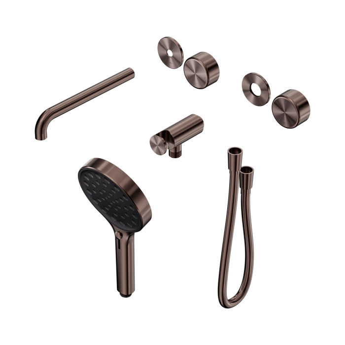 Nero Serenity Progressive Shower System With Spout With Metal Handle And Serenity Hand Shower Trim Kit Only - Brushed Bronze