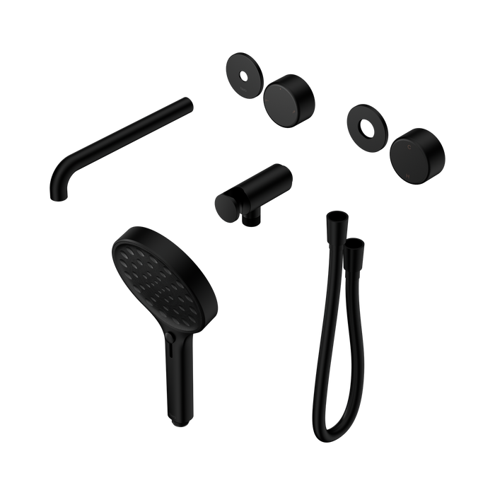 Nero Serenity Progressive Shower System With Spout With Metal Handle And Serenity Hand Shower Trim Kit Only - Matte Black