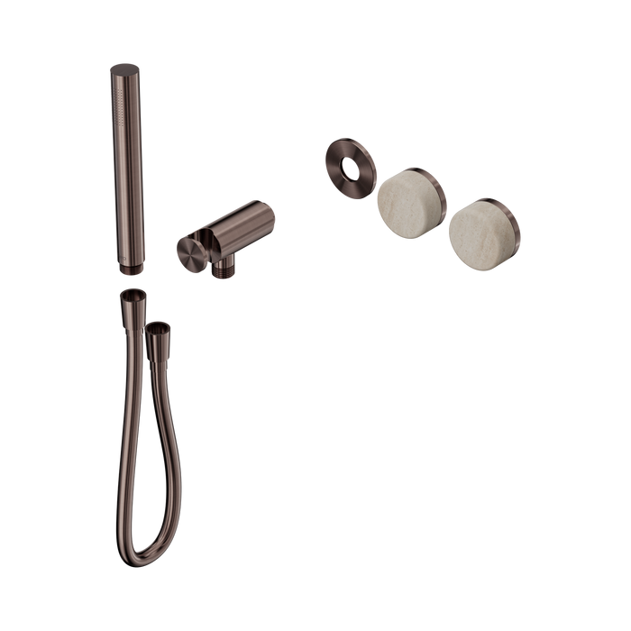 Nero Serenity Progressive Shower System With Rome Travertine Handle And Slim Shower Trim Kit Only - Brushed Bronze