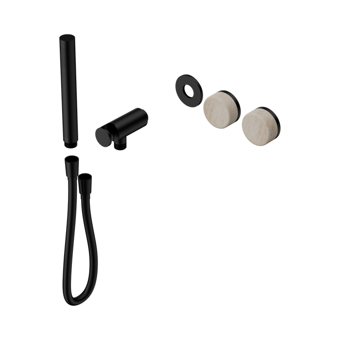 Nero Serenity Progressive Shower System With Rome Travertine Handle And Slim Shower Trim Kit Only - Matte Black