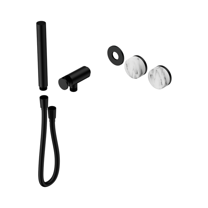 Nero Serenity Progressive Shower System With Arabescato Corchia Handle And Slim Shower Trim Kit Only - Matte Black