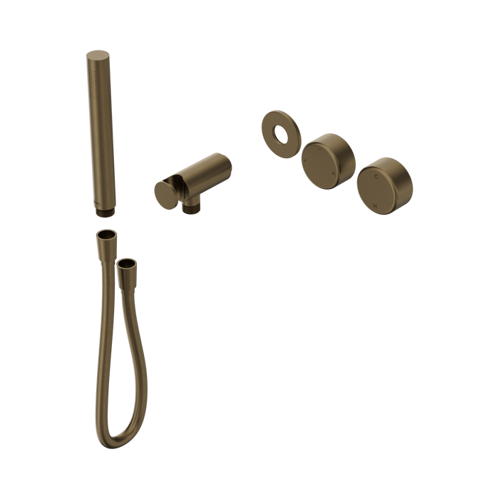 Nero Serenity Progressive Shower System With Metal Handle And Slim Shower Trim Kit Only - Tumbled Antique Brass