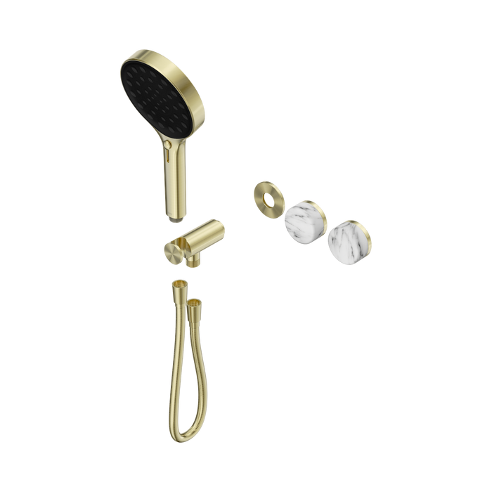 Nero Serenity Progressive Shower System With Arabescato Corchia Handle And Serenity Hand Shower Trim Kit Only - Brushed Gold