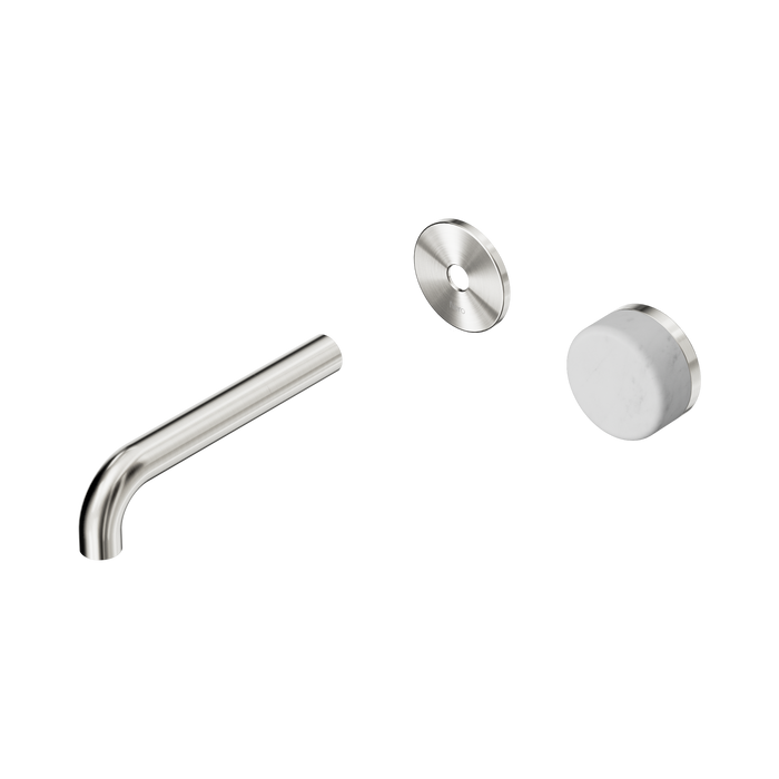 Nero Serenity Progressive Wall Basin Mixer 160mm Spout With Carrara Handle Trim Kit Only - Brushed Nickel