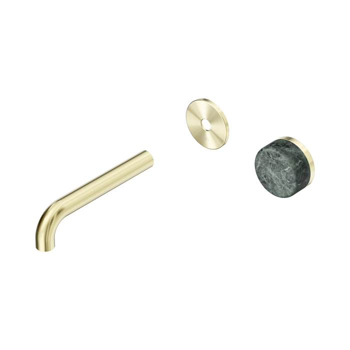 Nero Serenity Progressive Wall Basin Mixer 160mm Spout With Verde Alpi Handle Trim Kit Only - Brushed Gold