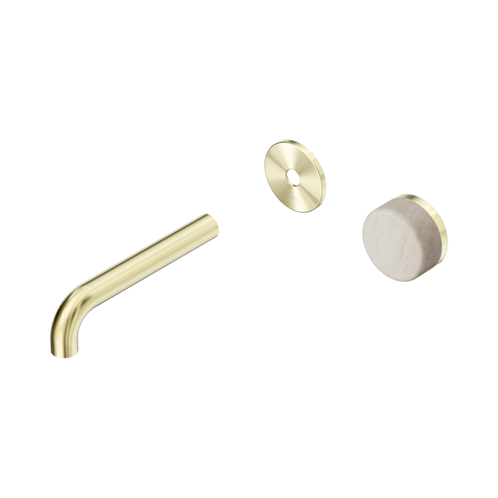 Nero Serenity Progressive Wall Basin Mixer 160mm Spout With Rome Travertine Handle Trim Kit Only - Brushed Gold