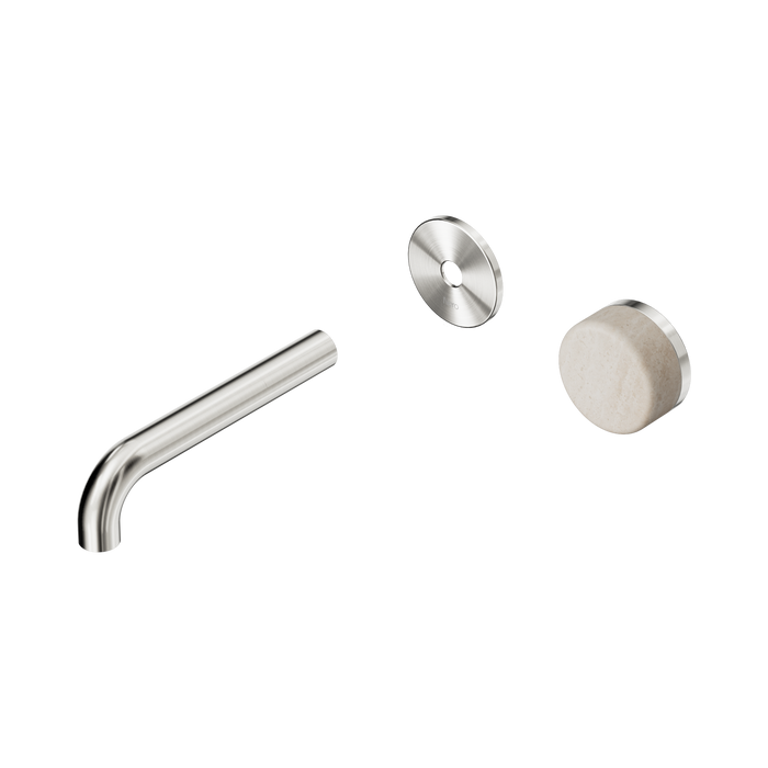 Nero Serenity Progressive Wall Basin Mixer 160mm Spout With Rome Travertine Handle Trim Kit Only - Brushed Nickel