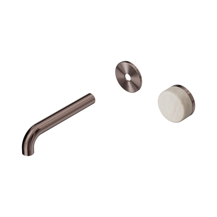 Nero Serenity Progressive Wall Basin Mixer 160mm Spout With Rome Travertine Handle Trim Kit Only - Brushed Bronze