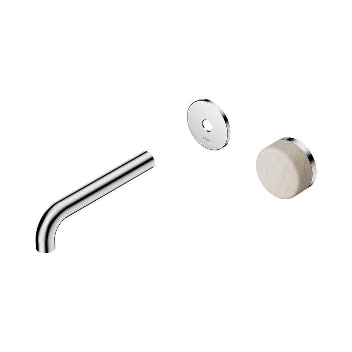 Nero Serenity Progressive Wall Basin Mixer 160mm Spout With Rome Travertine Handle Trim Kit Only - Chrome