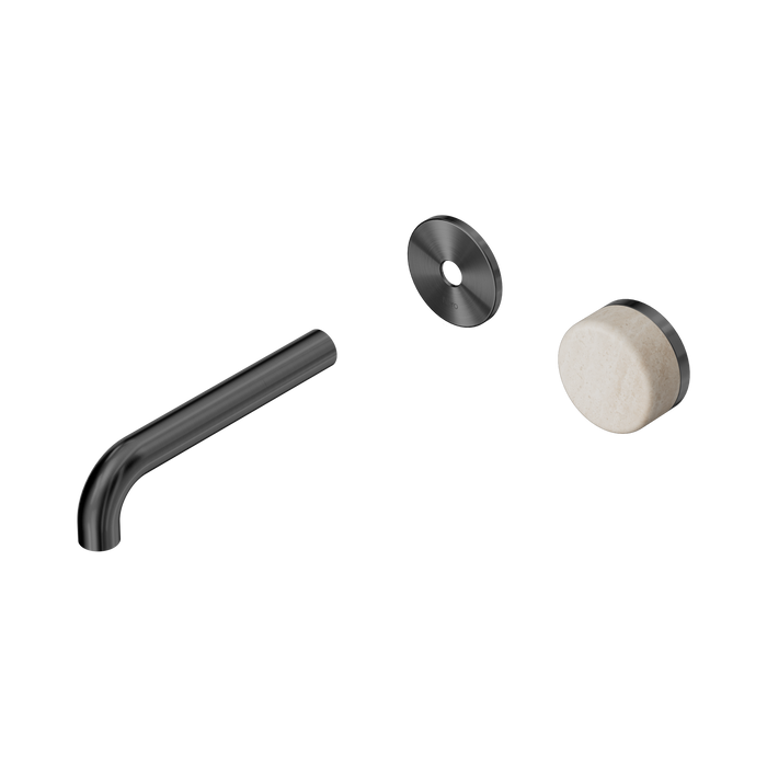 Nero Serenity Progressive Wall Basin Mixer 160mm Spout With Rome Travertine Handle Trim Kit Only - Gun Metal