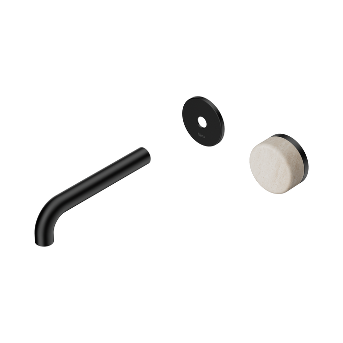 Nero Serenity Progressive Wall Basin Mixer 160mm Spout With Rome Travertine Handle Trim Kit Only - Matte Black