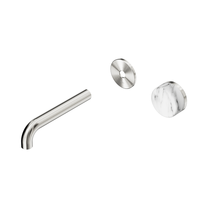 Nero Serenity Progressive Wall Basin Mixer 160mm Spout With Arabescato Corchia Handle Trim Kit Only - Brushed Nickel
